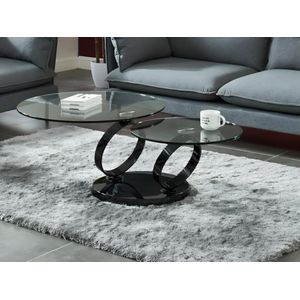 JOLINE - Salontafel - Gehard Transparant Glas - Zwart Gechromeerde Poten