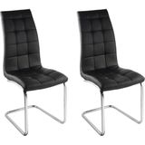 Set van 2 Stoelen NADYA - Kunstleer - Zwart L 43 cm X H 100 cm X D 60 cm