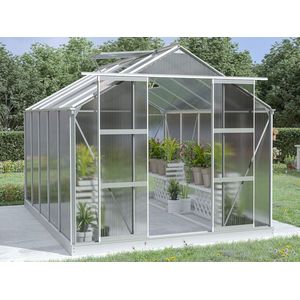 EXPERTLAND Tuinserre van polycarbonaat 9 m² COROLLE II - aluminium L 244 cm x H 225 cm x D 366 cm