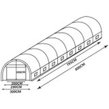 EXPERTLAND Tunnelkas met Stalen Structuur IPOMEA 24m² - L800 X B300 X H200 cm L 800 cm X H 200 cm X D 300 cm