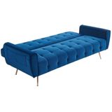 POLANI fluwelen driezits-slaapbank - Nachtblauw | Trendy en comfortabel | Art deco stijl | Click-clack mechanisme | Afmetingen: 209x83x83 cm