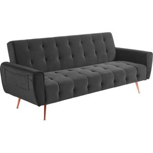 POLANI fluwelen driezits-slaapbank - trendy en comfortabel - art deco stijl - praktisch en functioneel - om te bouwen tot tweepersoonsbed