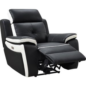 Elektrische relaxfauteuil van leer ANGELIQUE - Zwart/ wit L 106 cm x H 103 cm x D 97 cm