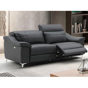 Vente-unique Relax driezitsbank elektrisch van leer CAROLE - Zwart L 216 cm x H 105 cm x D 108 cm