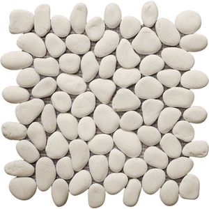 Vente-unique Mozaïektegels vloer en muur OLA van natuurlijke kiezel - Crème - Pak van 1m²