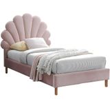 Vente unique Bed met hoofdeinde in schelpvorm Fluweel Roze MOANA 220 x H x D 117