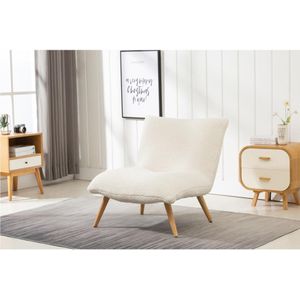 Fauteuil van stof PEPITA - Teddy stof - Wit L 77 cm x H 81 cm x D 90 cm