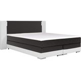 Set boxspring hoofdbord met led-verlichting + bedbodems + matras + topmatras ASTI van YSMÉE - 180 x 200 cm - Kunstleer - Wit en grijs