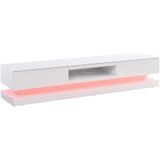 TV-meubel FIRMAMENT - Wit gelakt MDF - LEDs - 2 lades en 1 nis