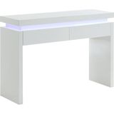 Sidetable EMERSON - Met led-verlichting - 2 lades - Wit gelakt MDF