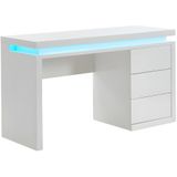 Bureau EMERSON - 3 lades - Wit gelakt MDF - Met led-lampjes