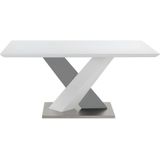 Eettafel SALVA - 6 zitplaatsen - Gelakt mdf - Wit en zwart