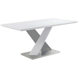 Eettafel SALVA - 6 zitplaatsen - Gelakt mdf - Wit en zwart