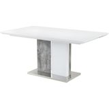 Uitschuiftafel EREN - 6 tot 8 zitplaatsen - Gelakt MDF - Kleuren: wit en betongrijs