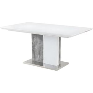 Uitschuiftafel EREN - 6 tot 8 zitplaatsen - Gelakt MDF - Kleuren: wit en betongrijs