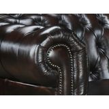 Chesterfield hoekbank BRENTON - 100% buffelleer - Kersenrood - Hoek links