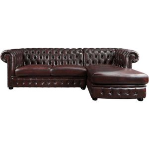 Chesterfield hoekbank BRENTON - Trendy en tijdloos design - Hoogwaardig buffelleer