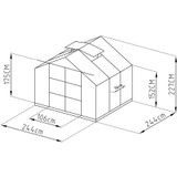 EXPERTLAND Tuinserre van polycarbonaat ANISSA met basis - 5,9 m² - Antraciet L 244 cm x H 225 cm x D 244 cm
