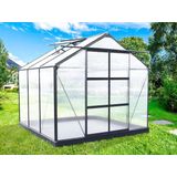 EXPERTLAND Tuinserre van polycarbonaat ANISSA met basis - 5,9 m² - Antraciet L 244 cm x H 225 cm x D 244 cm