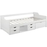 Adelise Bedbank - Grenen - Wit - Met Opbergruimtes - 90x190 cm