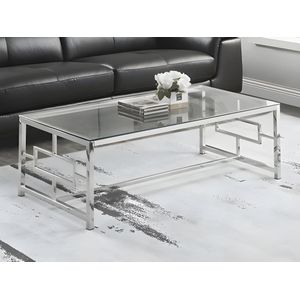 PASCAL MORABITO Salontafel CLOTILDE - Gehard glas en staal - Chroomkleurig - van Pascal Morabito L 120 cm x H 40 cm x D 60 cm