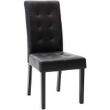 Set van 2 stoelen VILLOSA - Zwart kunstleer - Poten van zwart hout