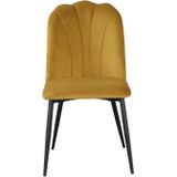 Set van 2 stoelen ROSARIO - Fluweeleffect en zwart metaal - Geel L 66 cm x H 88 cm x D 46 cm
