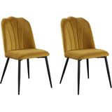 Set van 2 stoelen ROSARIO - Fluweeleffect en zwart metaal - Geel
