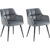 Set van 2 stoelen PEGA - Met armleuningen - Fluweel en metaal - Grijs - van Pascal Morabito