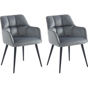 PASCAL MORABITO Set van 2 stoelen PEGA - Met armleuningen - Fluweel en metaal - Grijs - van Pascal Morabito L 58.5 cm x H 78 cm x D 62 cm