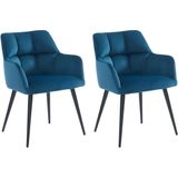 Set van 2 stoelen PEGA - Met armleuningen - Fluweel en metaal - Blauw - van Pascal Morabito