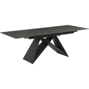 Maison Céphy Uitschuifbare eettafel LIBSY - 6 tot 8 personen - Keramiek en metaal - Zwart L 220 cm x H 76 cm x D 90 cm