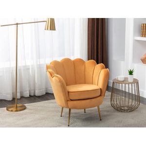 PASCAL MORABITO Fauteuil van fluweel DANDELION - Mosterdgeel - van Pascal Morabito L 78 cm x H 76.5 cm x D 75 cm