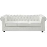 Driezitsbank van buffelleer CHESTERFIELD - Wit L 205 cm x H 72 cm x D 88 cm