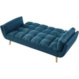LOELINE Driezits Slaapbank van Stof - Blauw | Cocooning Model | Modern Design | Praktisch en Comfortabel