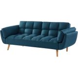 LOELINE Driezits Slaapbank van Stof - Blauw | Cocooning Model | Modern Design | Praktisch en Comfortabel