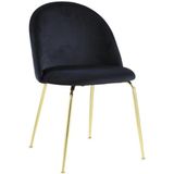 Set van 2 stoelen MELBOURNE - Fluweel en goudkleurig metaal - Zwart L 50 cm x H 77 cm x D 55 cm