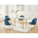 Set van 2 stoelen MELBOURNE - Fluweel en goudkleurig metaal - Blauw