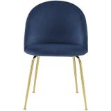 Set van 2 stoelen MELBOURNE - Fluweel en goudkleurig metaal - Blauw