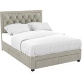 Bed met lades - beige velours - 140 x 190 cm - LEOPOLD