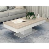 Salontafel ASTULIA - met opbergruimte - Wit - Tafelblad betoneffect L 146 cm x H 40.2 cm x D 59 cm