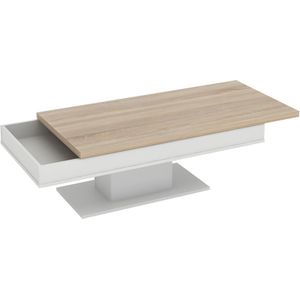 Salontafel ASTULIA - met opbergruimte - Wit - Tafelblad betoneffect L 146 cm x H 40.2 cm x D 59 cm