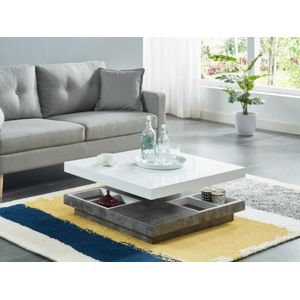Fausto II - Salontafel - Wit - Gelakt MDF en Beton