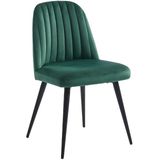 Set van 2 stoelen ELEANA - Fluweel en zwart metaal - Groen L 49 cm x H 81 cm x D 52 cm