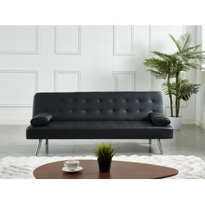Klik-klak slaapbank van kunstleer MICHELLE II - Zwart L 186 cm x H 76 cm x D 83 cm