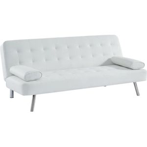 Vente-unique Klik-klak slaapbank van kunstleer MICHELLE II - Wit L 186 cm x H 76 cm x D 83 cm
