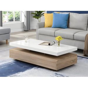 Vente-unique Salontafel FELIX - 2 lades - Mdf - Kleuren: eiken en wit L 120 cm x H 35 cm x D 60 cm