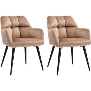 Set van 2 stoelen PEGA - Met armleuningen - Fluweel & metaal - Beige - van Pascal Morabito