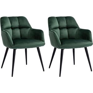 PASCAL MORABITO Set van 2 stoelen PEGA - Met armleuningen - Fluweel & metaal - Groen - van Pascal Morabito L 58.5 cm x H 78 cm x D 62 cm