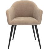 Set van 2 stoelen BIBO - met armleuningen - Fluweel en metaaleffect - Beige L 57.5 cm x H 73 cm x D 54 cm
